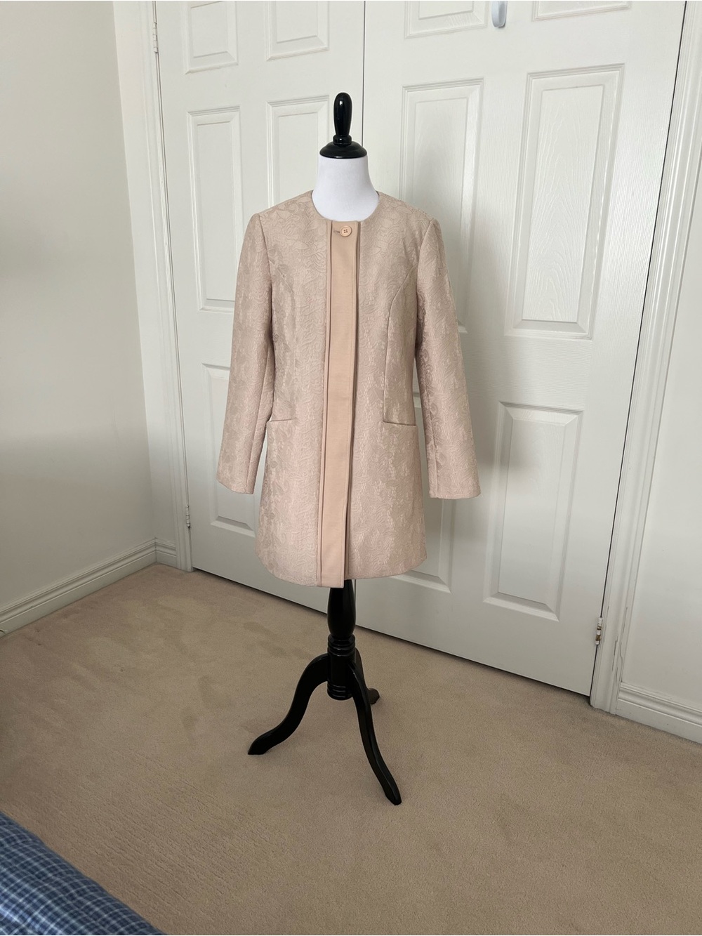 Jones New York Blush Pink Lace embossed Single-Button Coat size small